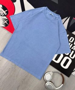 Premium Washed Light Blue Oversized Cotton T-Shirt
