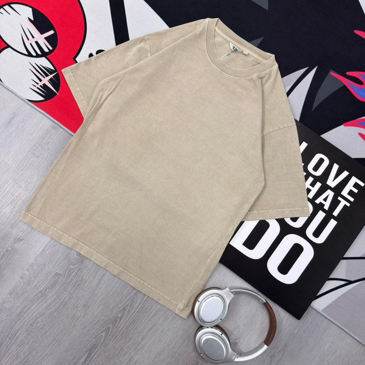Premium Washed Light Tan Oversized Cotton T-Shirt