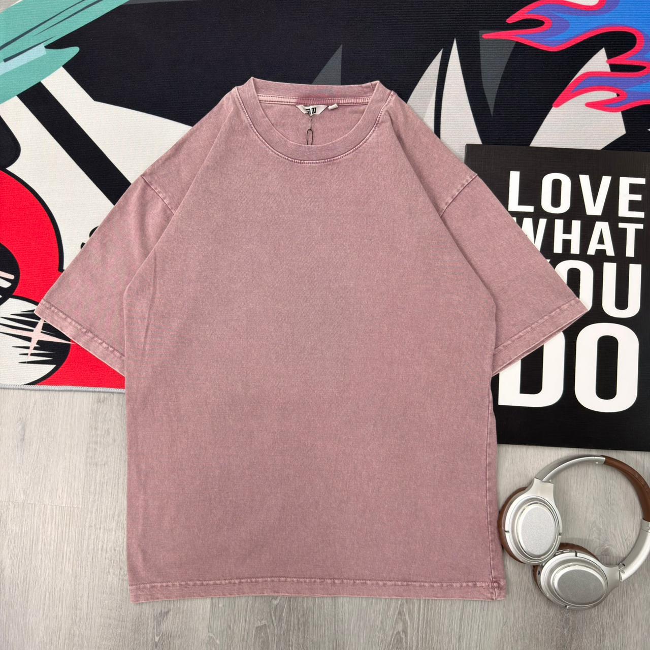 Premium Washed Pink Oversized Cotton T-Shirt - Image 2