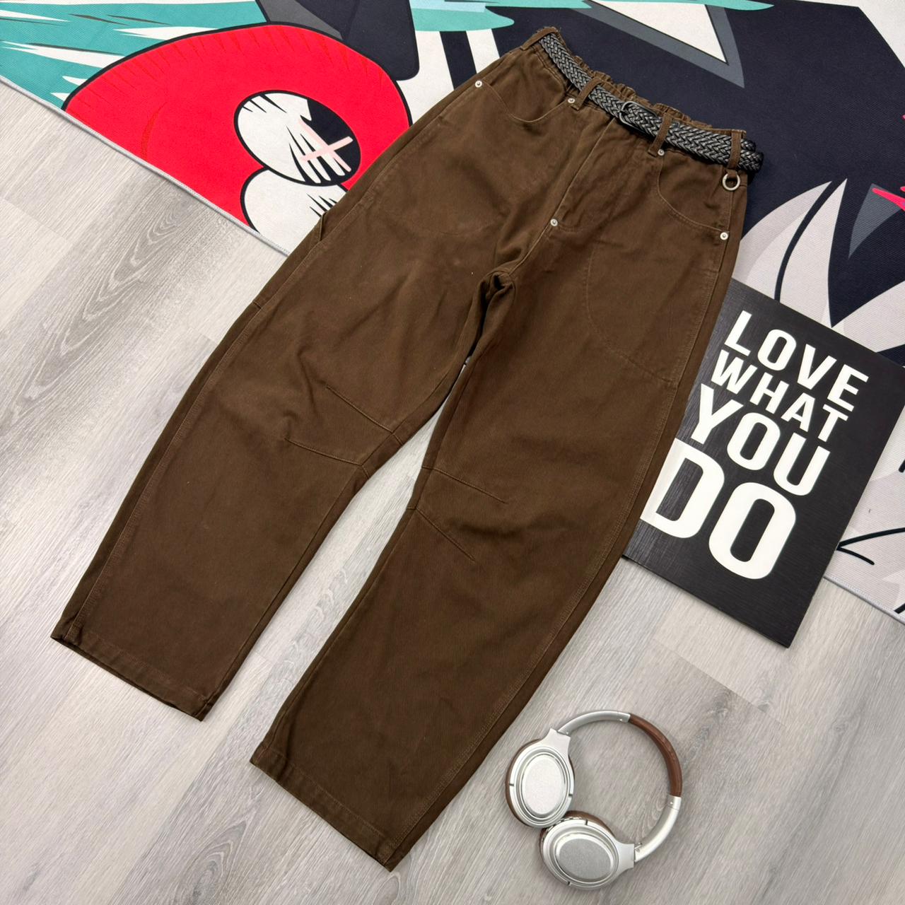 Vintage Utility Relaxed Fit Casual Workwear Streetwear Pants Brown - Image 4