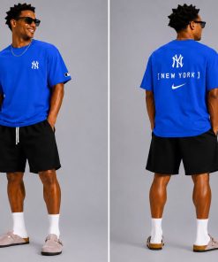 Premium Oversized NY Cotton Blue T-Shirt