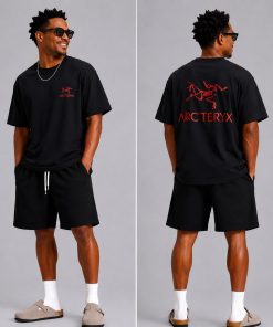 Premium Oversized Graphic Cotton T-Shirt Black Red