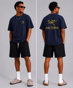 Premium Oversized Graphic Cotton T-Shirt Navy/Mustard