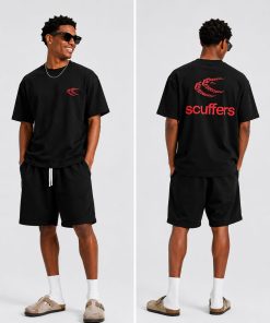 Oversized Graphic Cotton T Shirt Casual Streetwear Black Red Tee