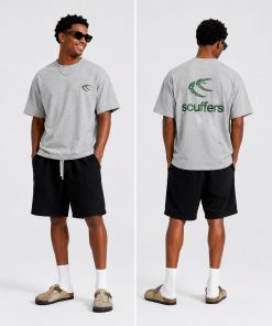 Oversized Graphic Cotton T Shirt Casual Streetwear Grey Green Tee