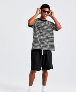 Premium Oversized Navy Striped Cotton T-Shirt