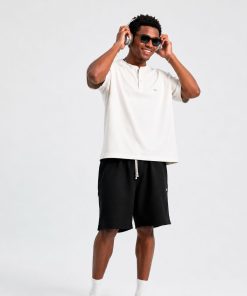 Premium Henley Oversized Off-White Cotton T-Shirt