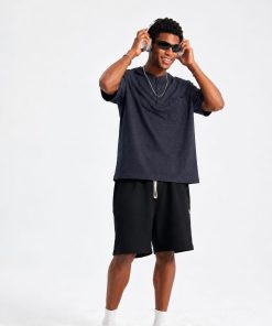 Premium Henley Oversized Navy Cotton 3-Button T-Shirt