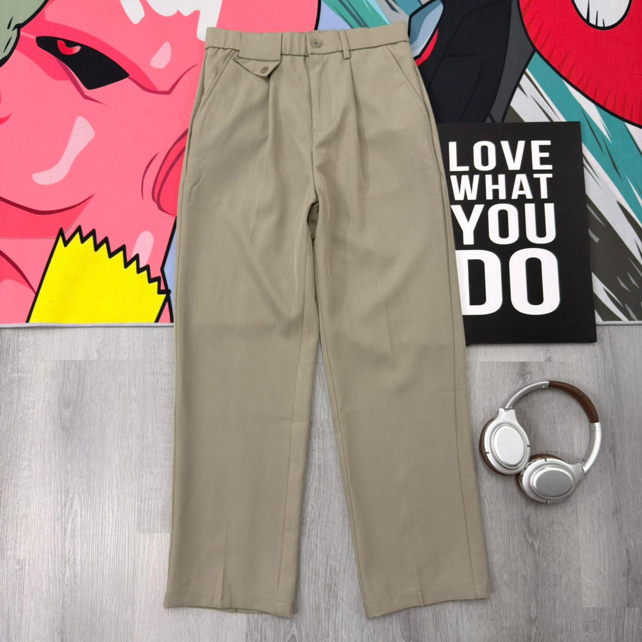 Premium Relaxed Fit Pleated Formal Beige Pant - Image 2