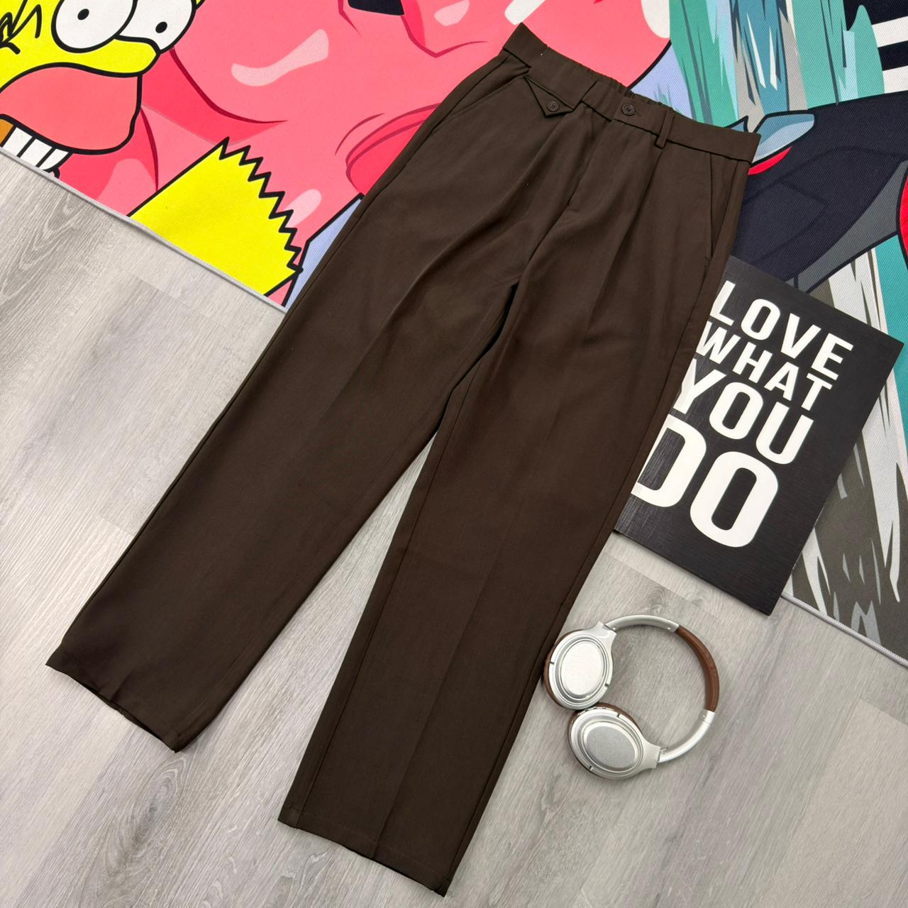 Premium Relaxed Fit Pleated Formal Brown Pant - Image 2