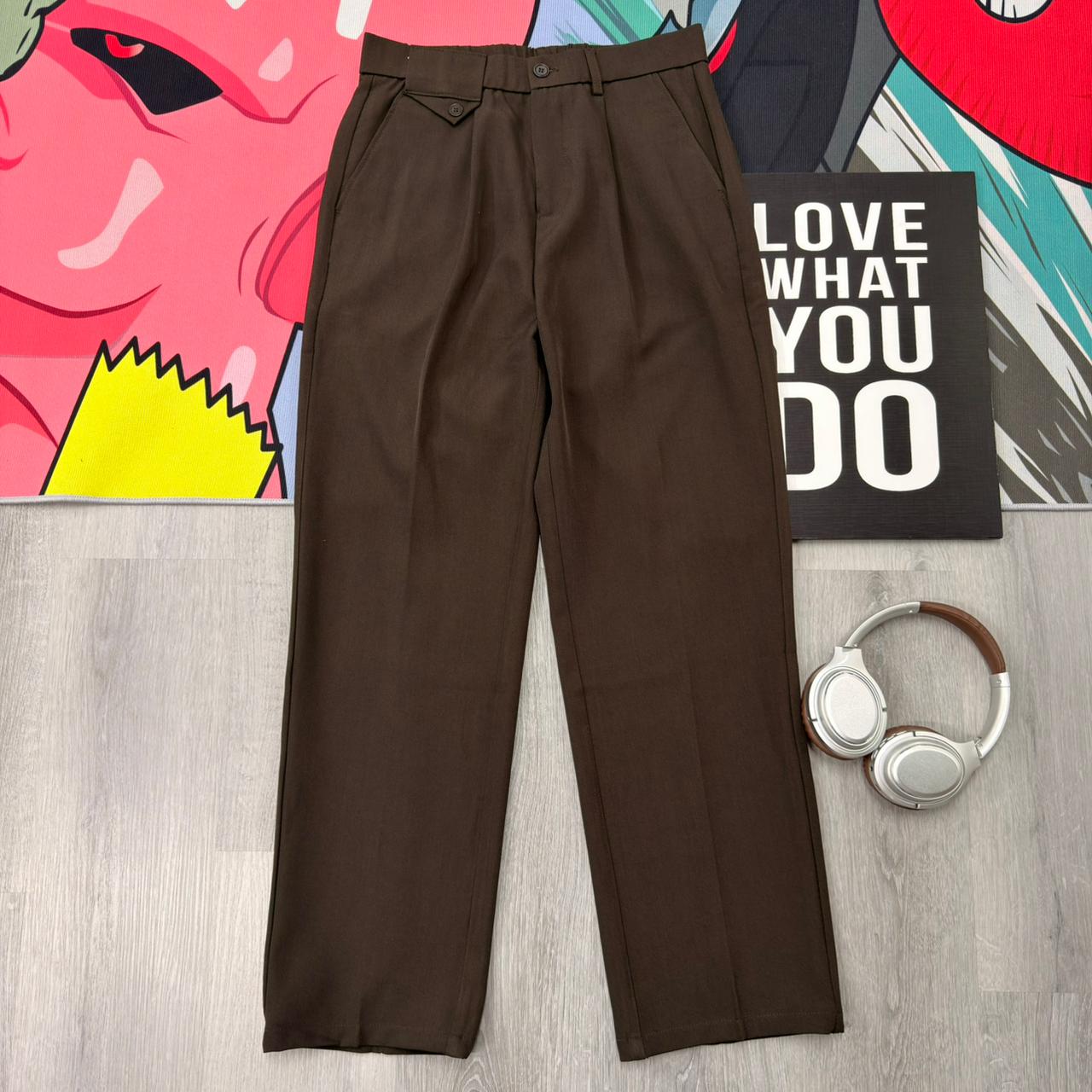Premium Relaxed Fit Pleated Formal Brown Pant - Image 3