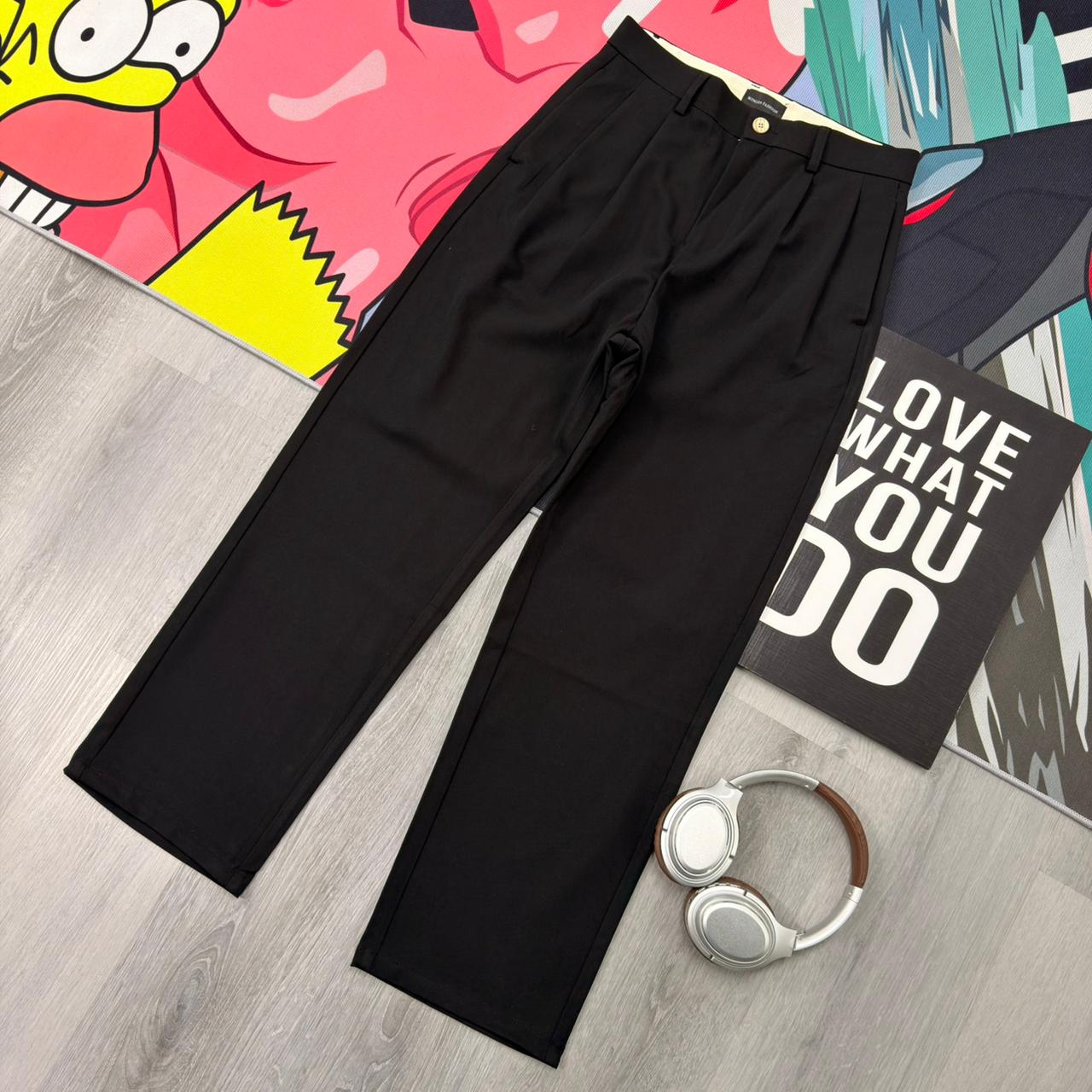 Premium Wide Leg Relaxed Fit Formal Black Pant - Image 3