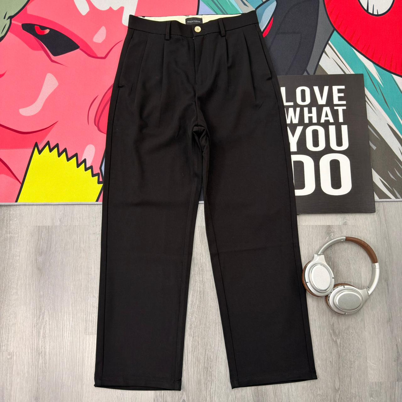 Premium Wide Leg Relaxed Fit Formal Black Pant - Image 2