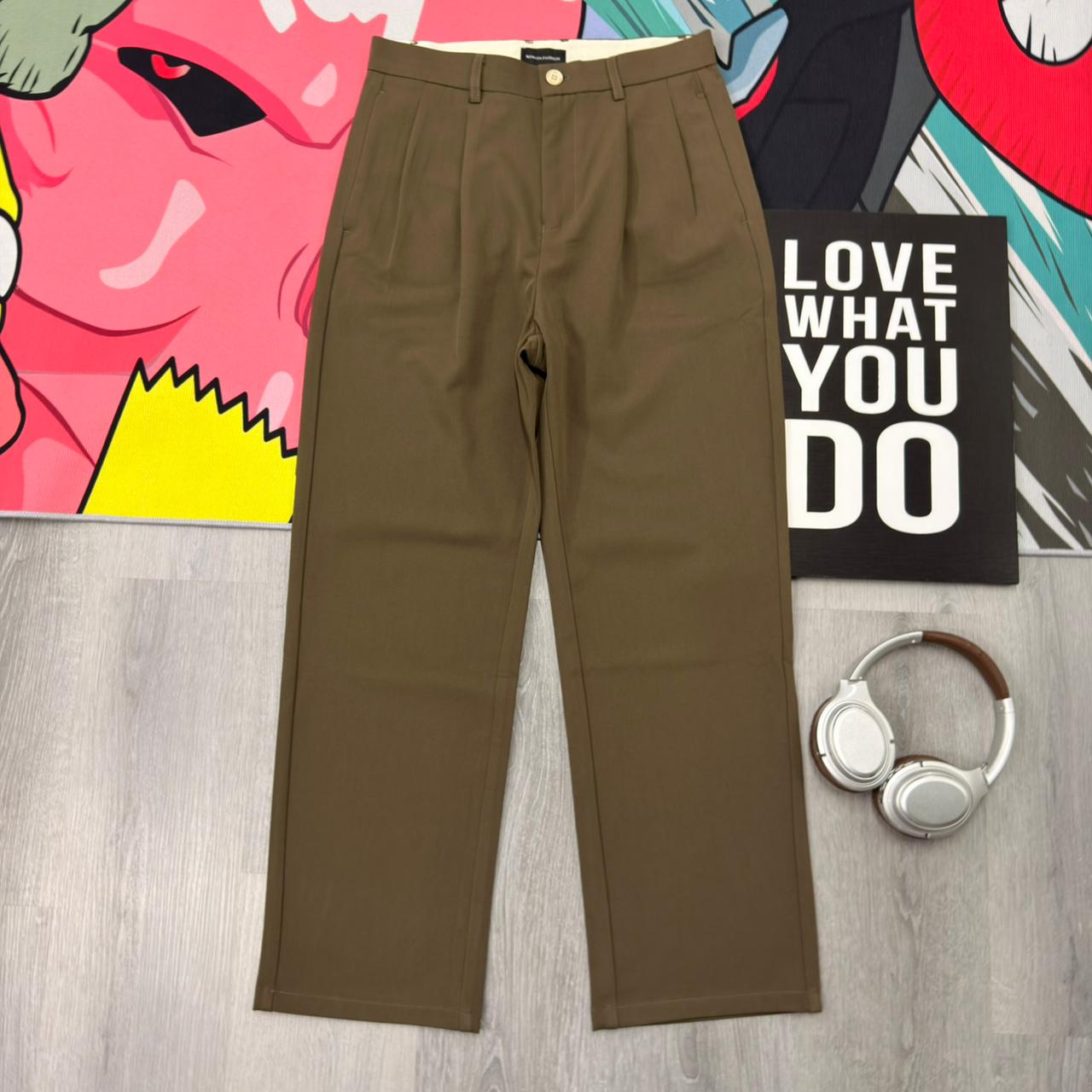 Premium Wide Leg Relaxed Fit Formal Brown Pant - Image 2
