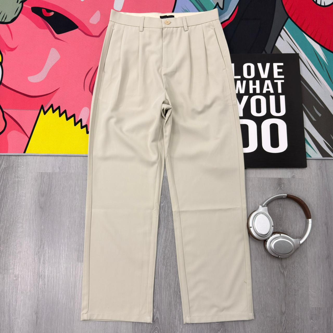 Premium Wide Leg Relaxed Fit Formal Light Cream Pant - Image 2