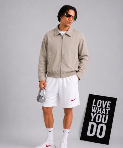 Premium Minimalist Zip Up Light Beige Jacket