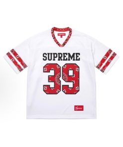 Vintage Mesh Graphic Number Jersey White Red