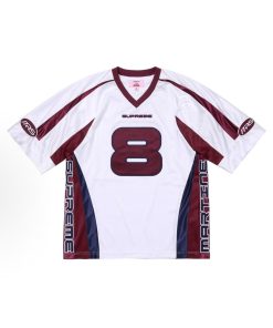 Vintage Mesh Graphic Number Jersey White Maroon