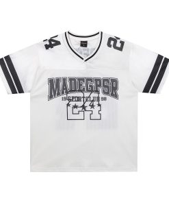 Vintage Mesh Graphic Number Premium Jersey Black White