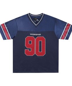 Vintage Mesh Graphic Number Premium Jersey Red Navy