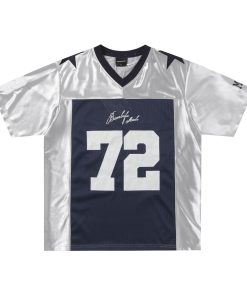 Vintage Mesh Graphic Number Premium Silky Jersey Navy Silver