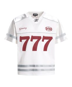 Vintage Mesh Graphic Number Jersey Red White Silver