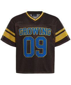 Vintage Mesh Graphic Number Jersey Yellow Black