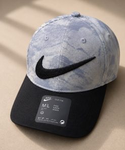 Premium Two Tone Snapback Cap Embroidered Logo Casual Streetwear Marble Blue Black