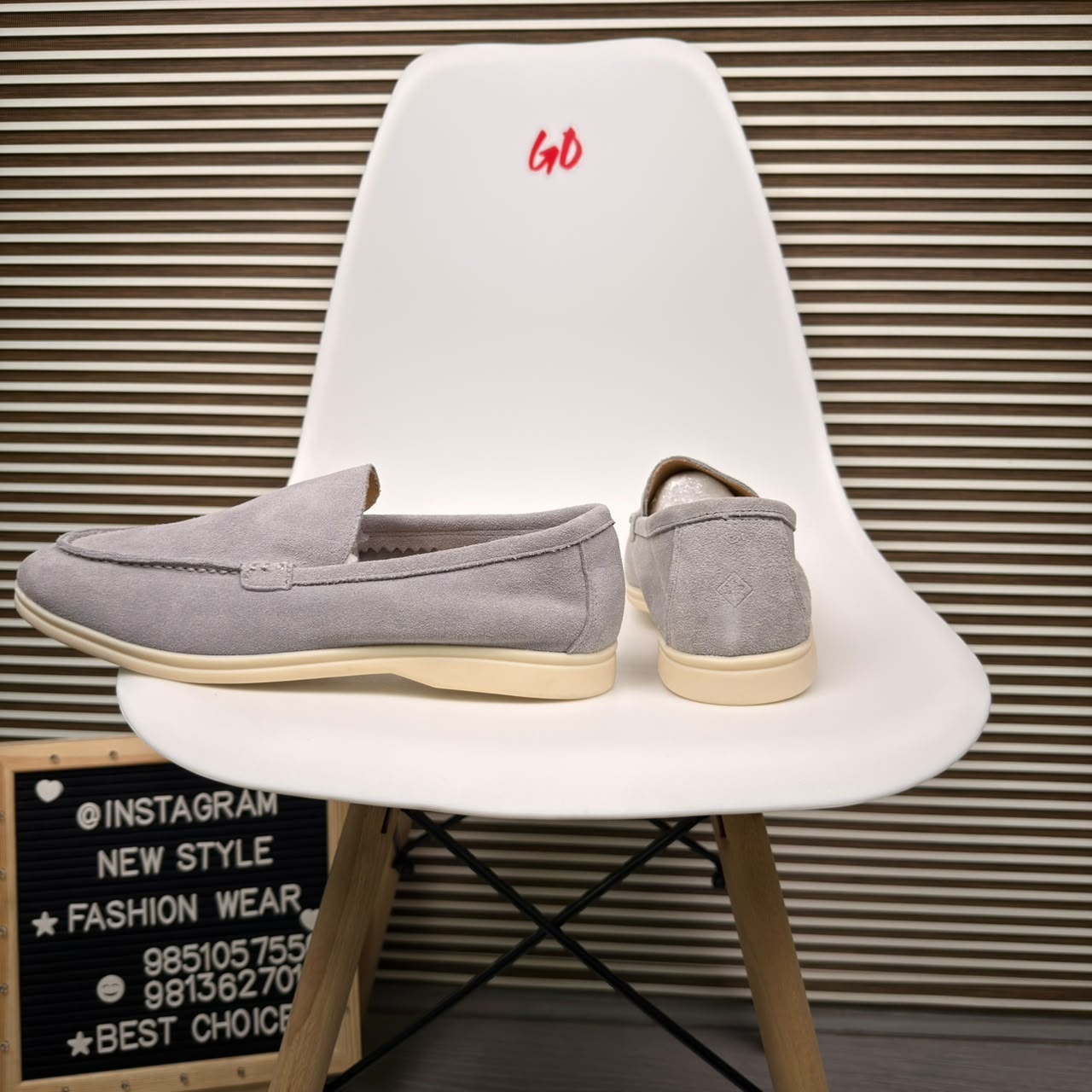 Minimal Moc-Toe Casual Lightweight Slip-On Grey Loafers - Image 2