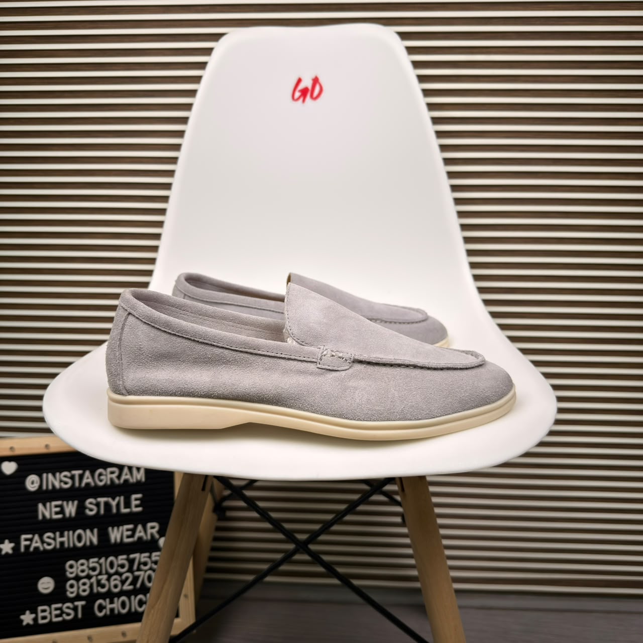 Minimal Moc-Toe Casual Lightweight Slip-On Grey Loafers