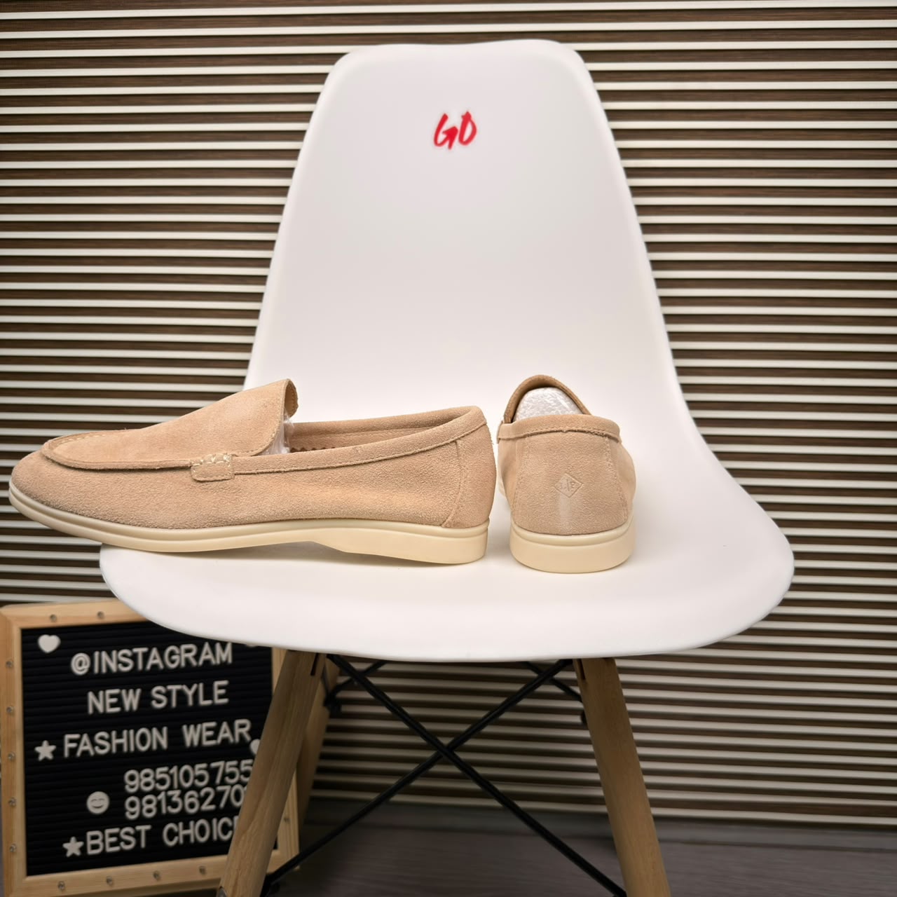 Minimal Moc-Toe Casual Lightweight Slip-On Beige Loafer - Image 2