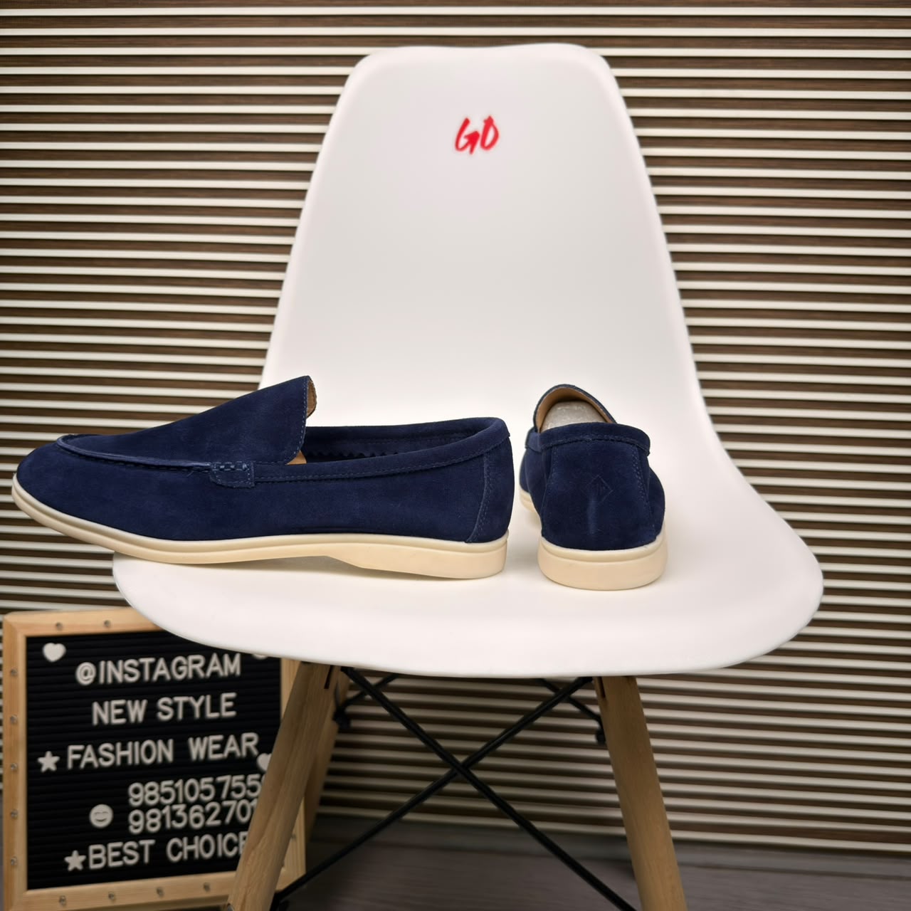 Minimal Moc-Toe Casual Lightweight Slip-On Dark Blue Loafer - Image 2