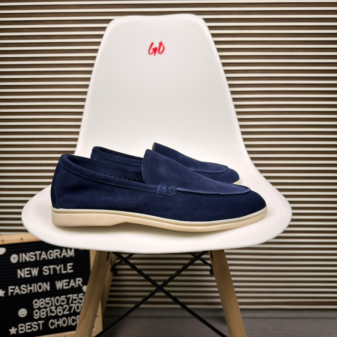 Minimal Moc-Toe Casual Lightweight Slip-On Dark Blue Loafer
