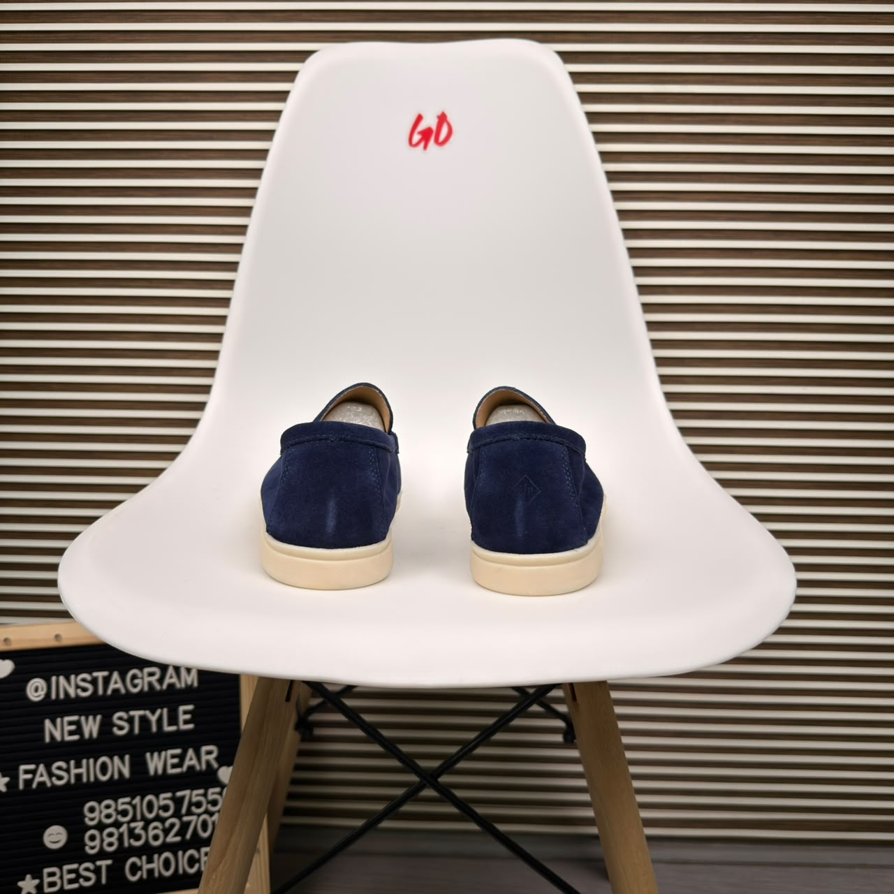 Minimal Moc-Toe Casual Lightweight Slip-On Dark Blue Loafer - Image 3
