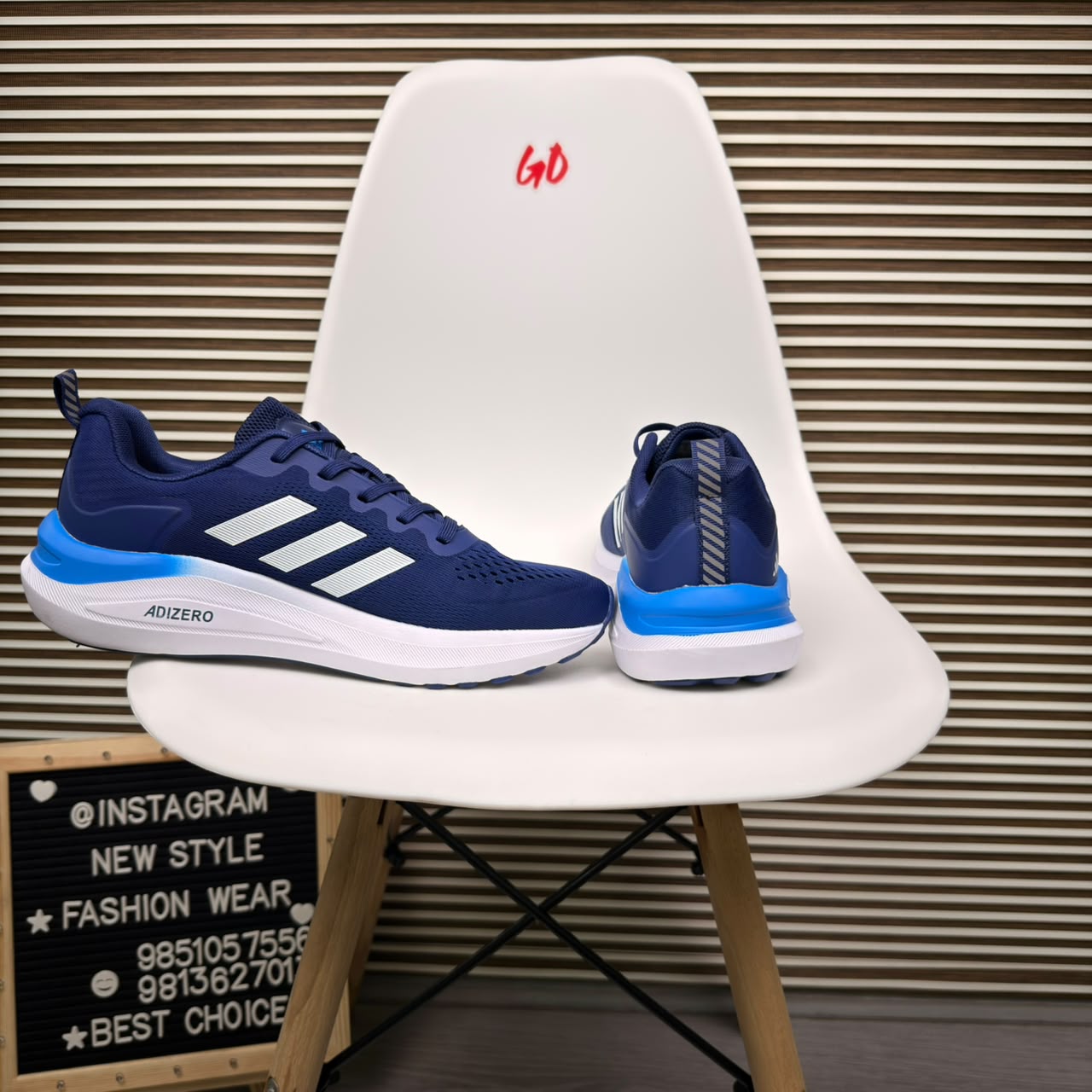 Everyday Performance Lightweight Cushioned Navy Blue & White Sneaker - Image 3