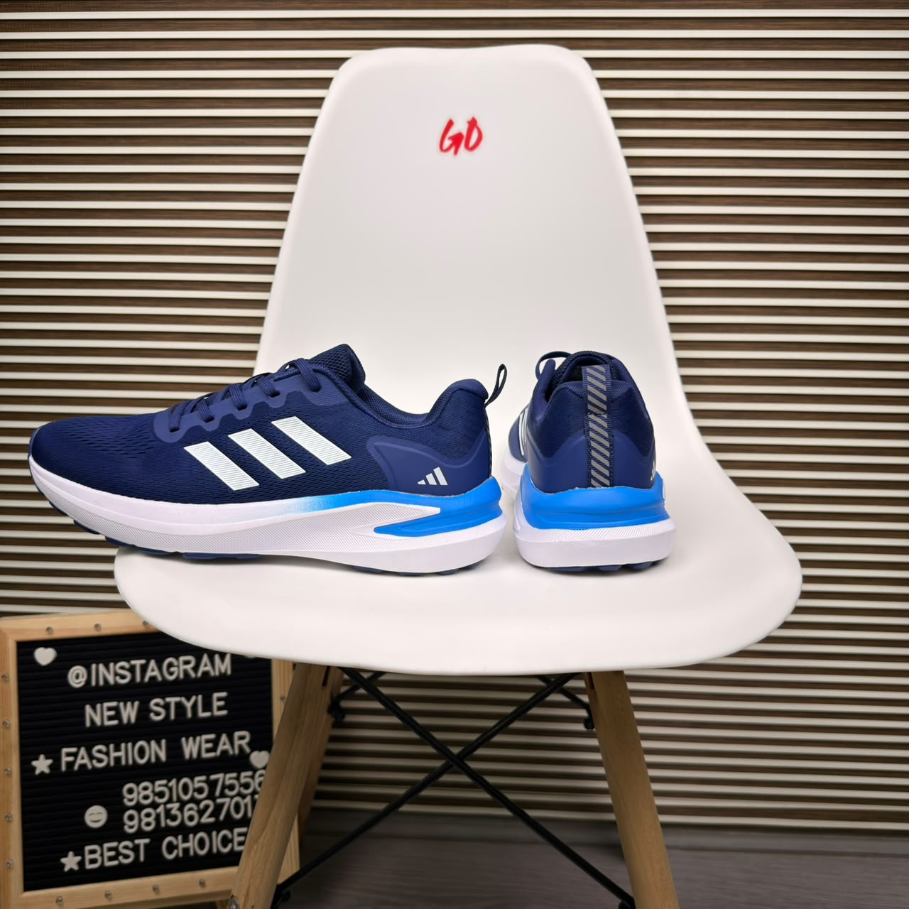 Everyday Performance Lightweight Cushioned Navy Blue & White Sneaker - Image 2