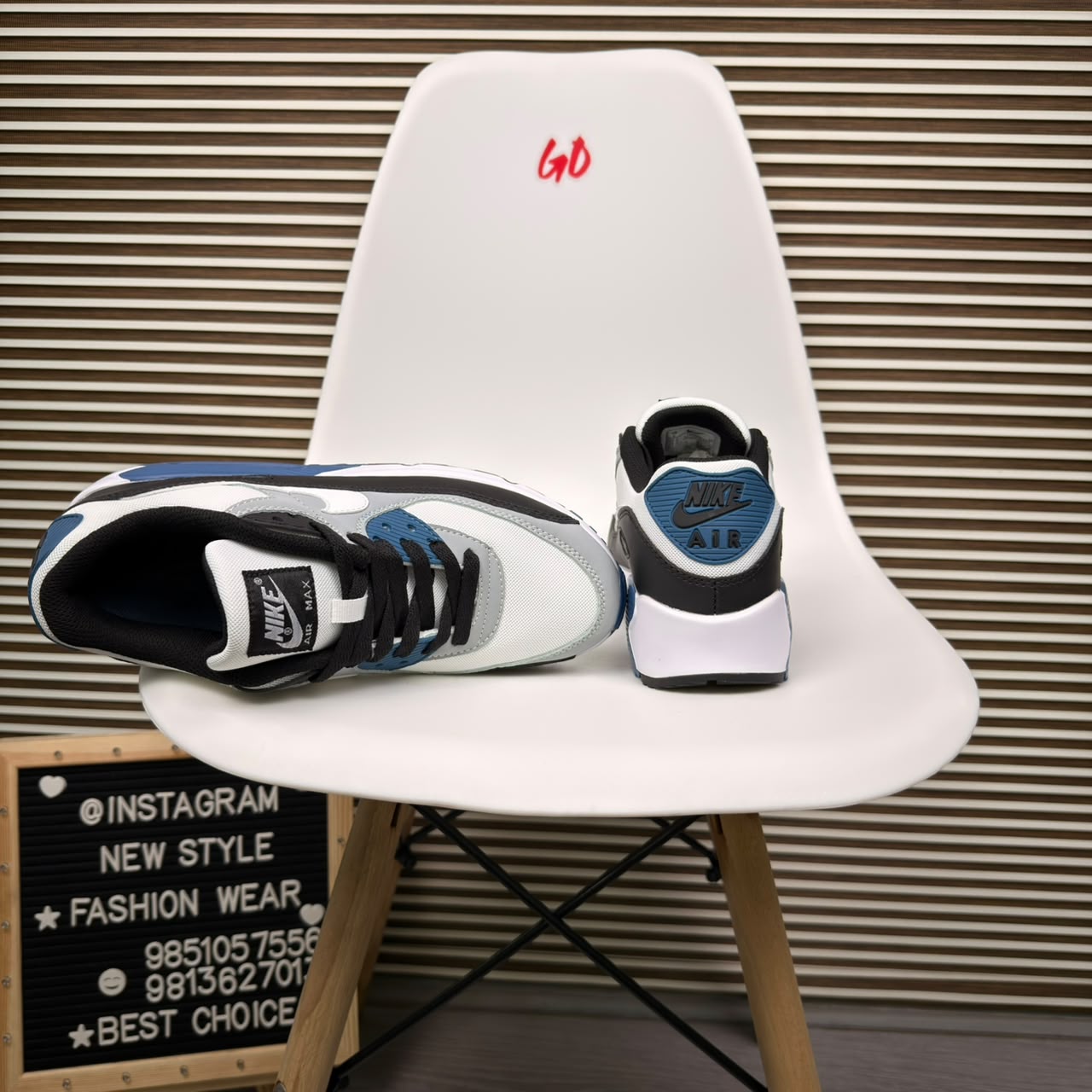 Layered Retro Cushion Blue Grey Sneaker - Image 5