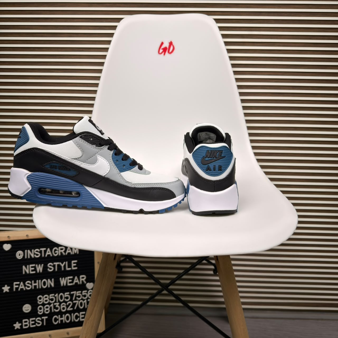 Layered Retro Cushion Blue Grey Sneaker - Image 3