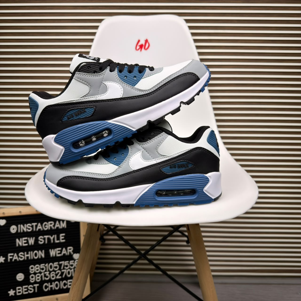 Layered Retro Cushion Blue Grey Sneaker - Image 7