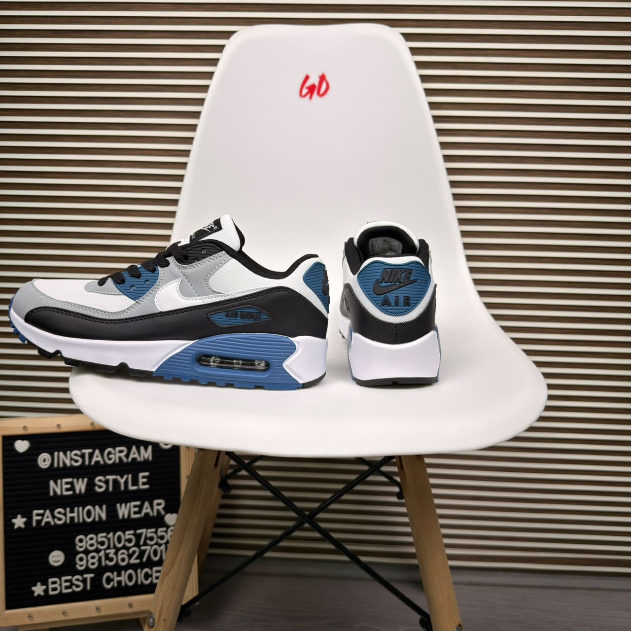 Layered Retro Cushion Blue Grey Sneaker - Image 2