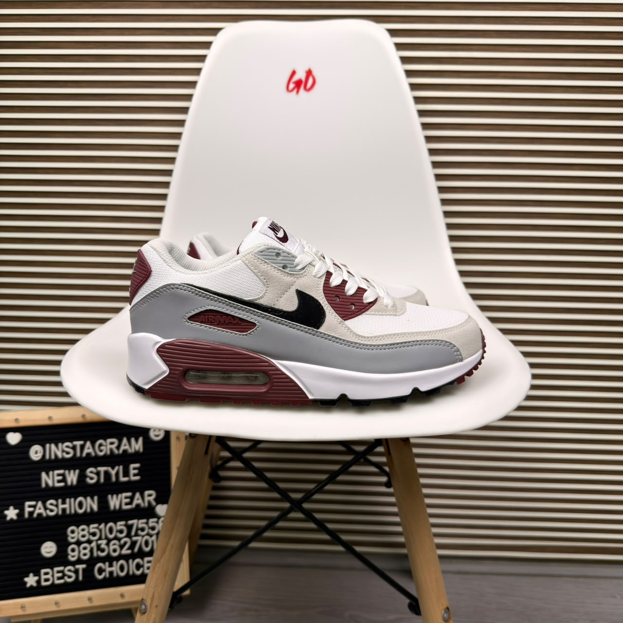 Layered Retro Cushion Maroon Grey Sneaker