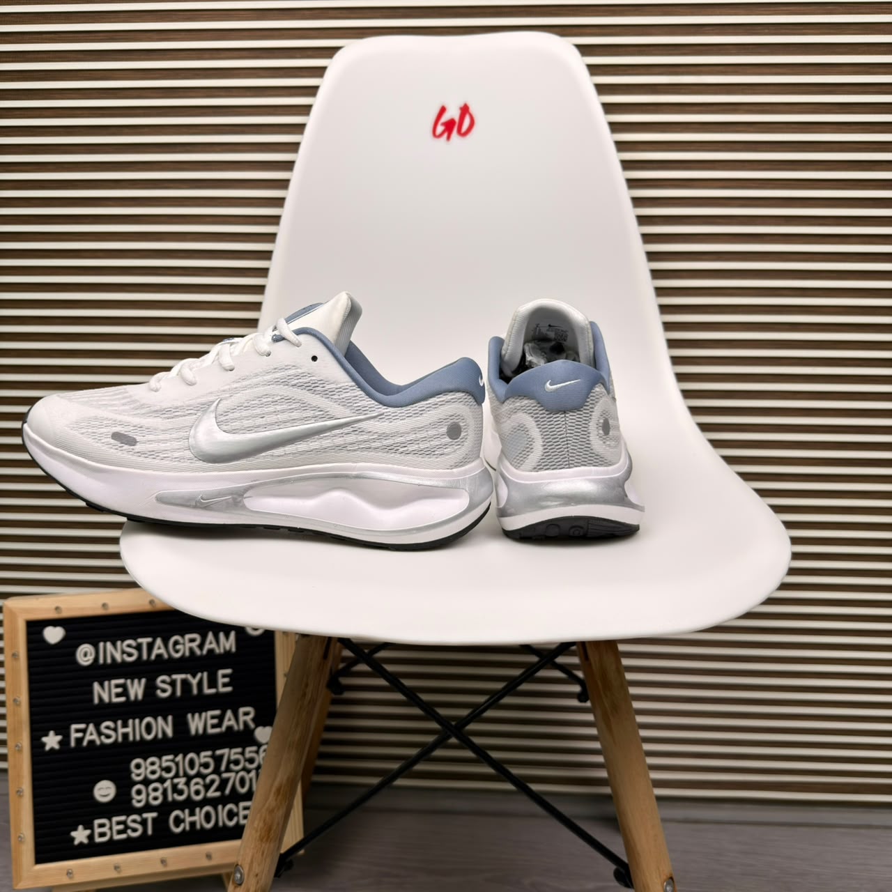 Grey & Silver Everyday Casual Comfortable Cushioned Sneaker - Image 2