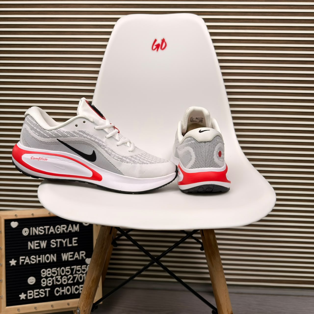Red & Grey Everyday Casual Comfortable Cushioned Sneaker - Image 3