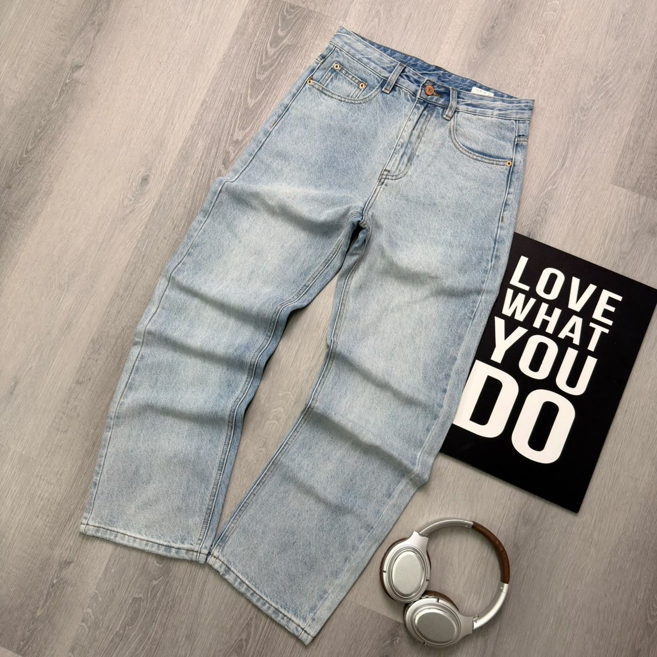Premium Straight-Leg Everyday Vintatge Light Blue Pant