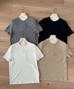 Premium Ribbed Stretch Crew Neck Short-Sleeve Casual T-Shirt