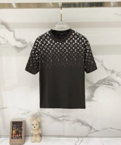 Luxury Monogram Gradient Graphic Grey T-Shirt