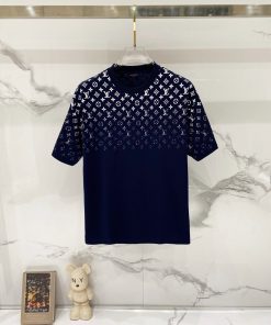 Luxury Monogram Gradient Graphic Blue T-Shirt