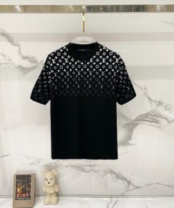 Luxury Monogram Gradient Graphic Black T-Shirt