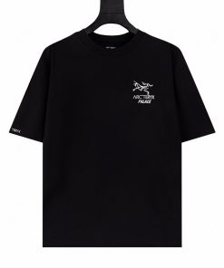 Technical Outdoor-Inspired Graphic T-Shirt Black White