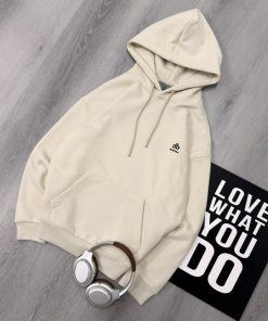 Premium Oversized Fleece Pullover Light Cream Hoodie